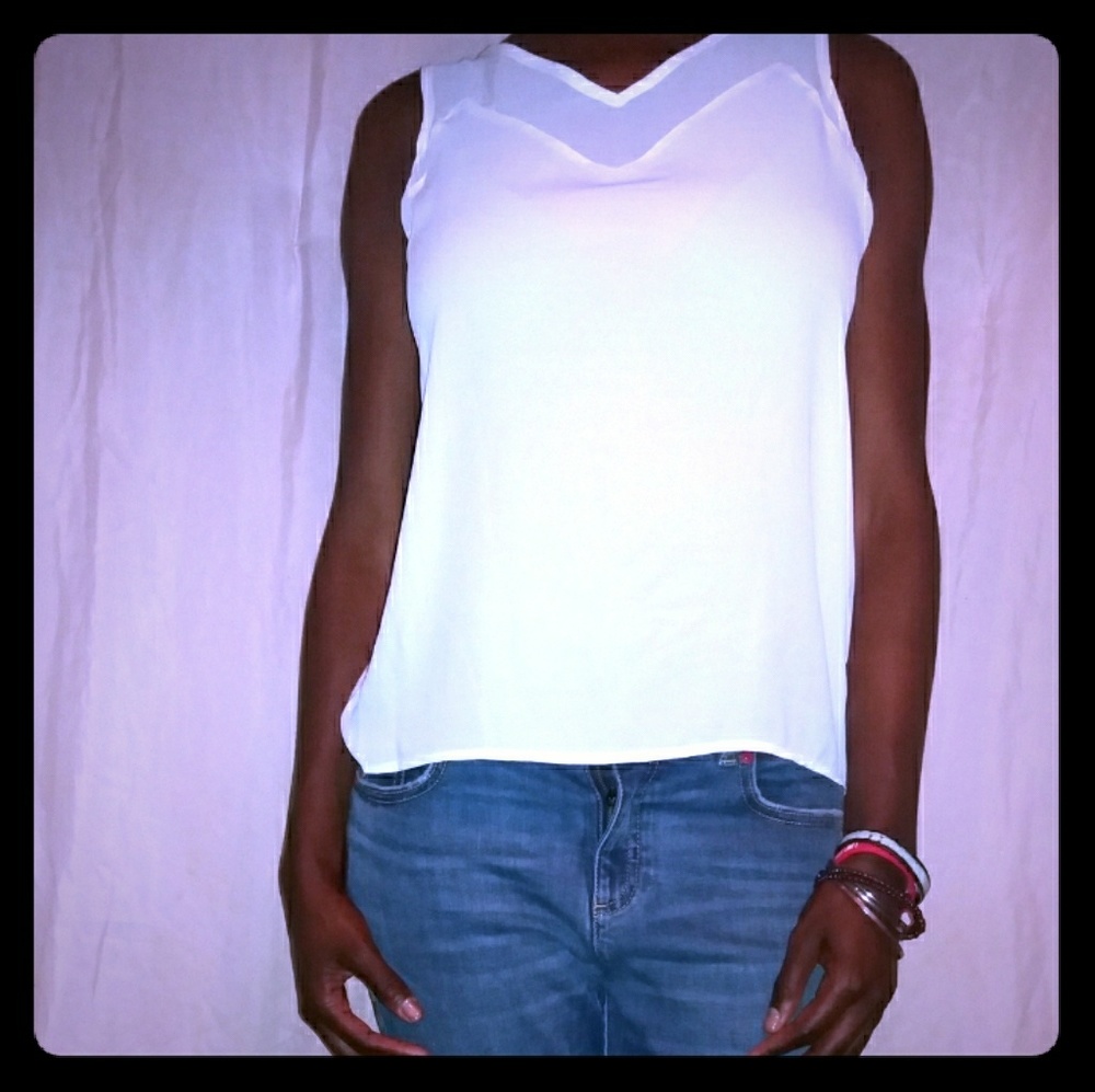 INC International Concepts White Sleeveless Blouse